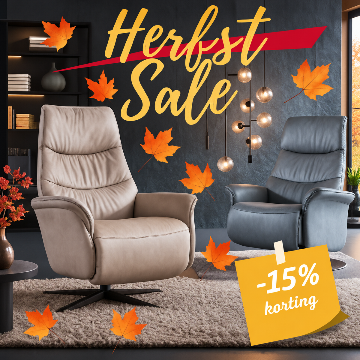vierkante actie banner stoelen