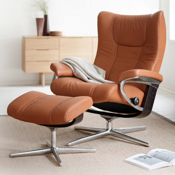 Relaxfauteuil Wing Cross met voetenbank | Stressless