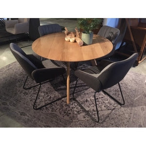 Eettafel Yvo eiken tafel -  Rond afgerond - Rechte hoek poot - Altijdlekkerzitten