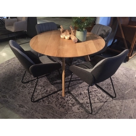 Eettafel Yvo eiken tafel -  Rond afgerond - Rechte hoek poot - Altijdlekkerzitten