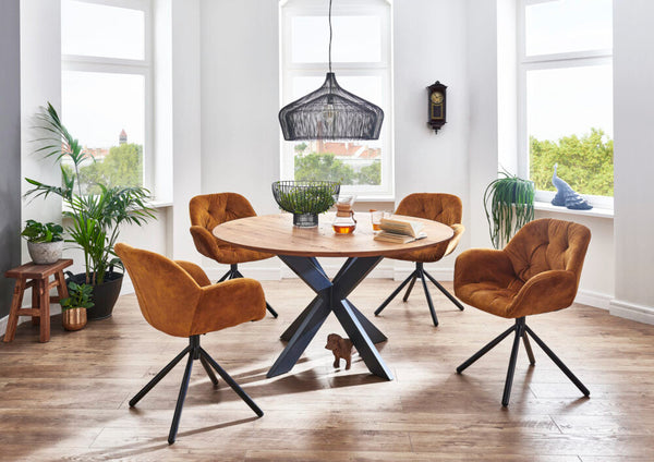 Eettafel Yvo eiken tafel -  Rond- Star poot - Altijdlekkerzitten